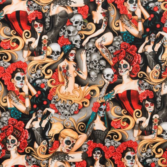 TATOO Girl Fabric by the yard BTY New Clean Bolt - Picture 1 of 1